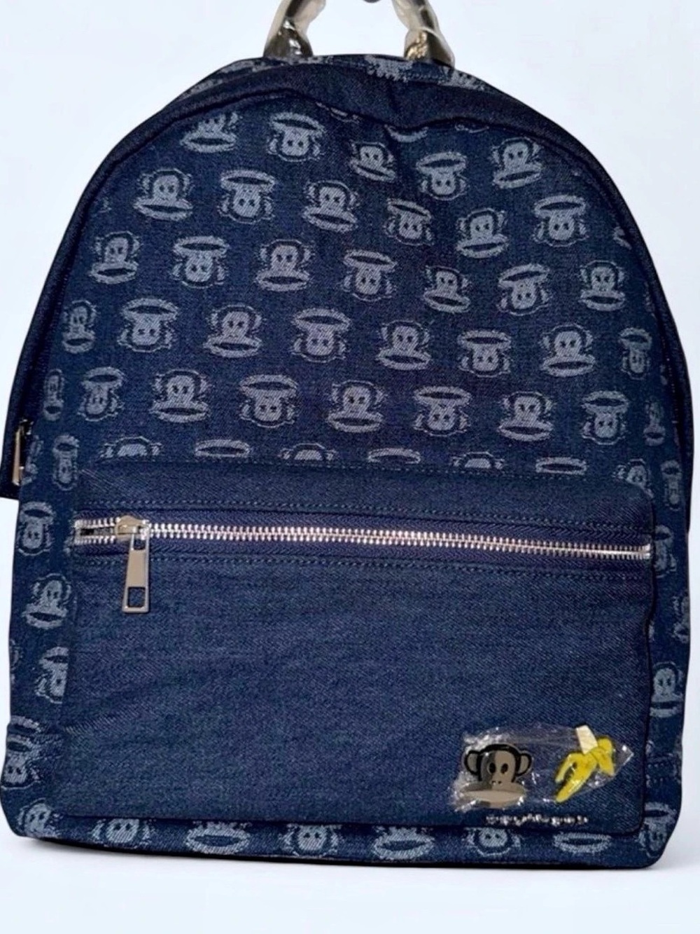 NWT Paul Frank Dark Wash Denim "All Around" Backpack Julius Monkey RARE